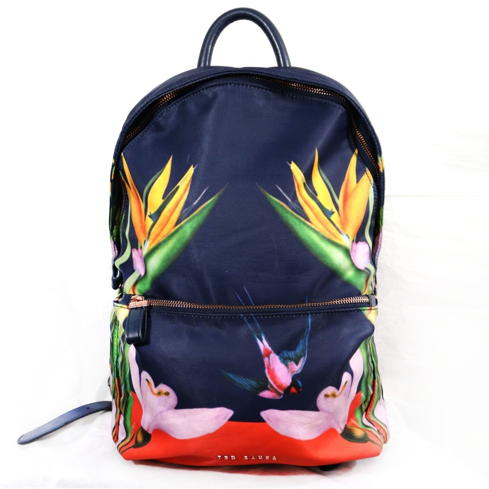 TED BAKER Tropical Oasis Leather Trimmed Backpack
